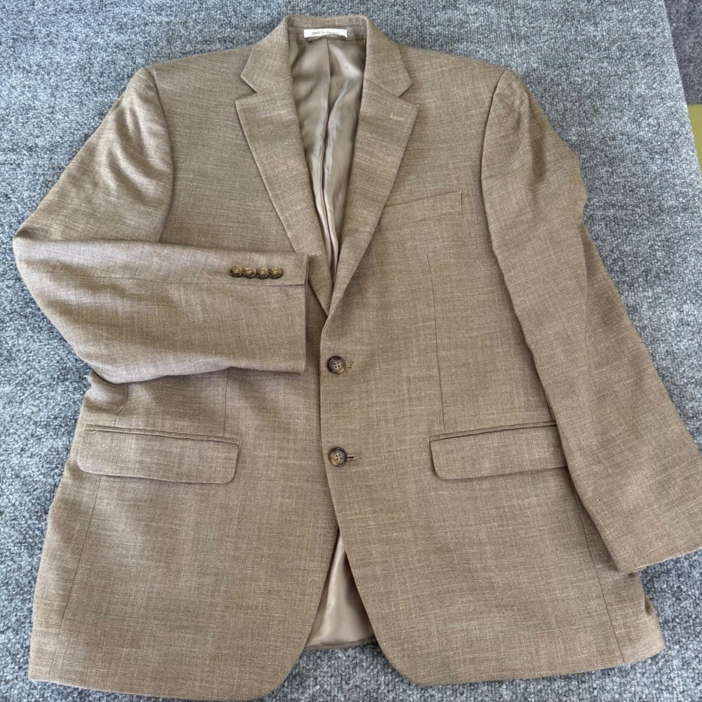Lauren Ralph Lauren Men 42R Sport Coat Polyester Linen Blend  Tan Brown Preppy